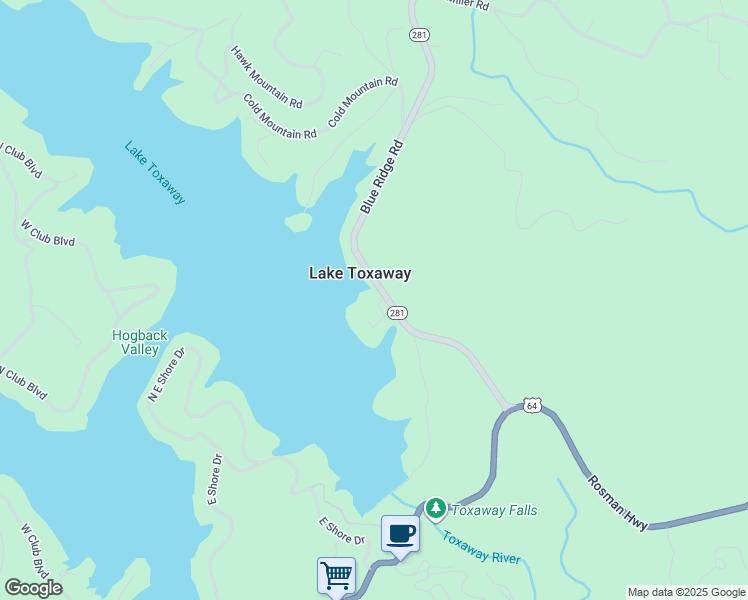 map of restaurants, bars, coffee shops, grocery stores, and more near 2972 Longleaf Woods in Lake Toxaway