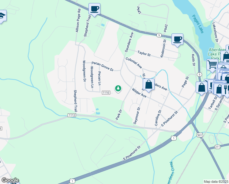 map of restaurants, bars, coffee shops, grocery stores, and more near 485 Woodgreen Drive in Aberdeen
