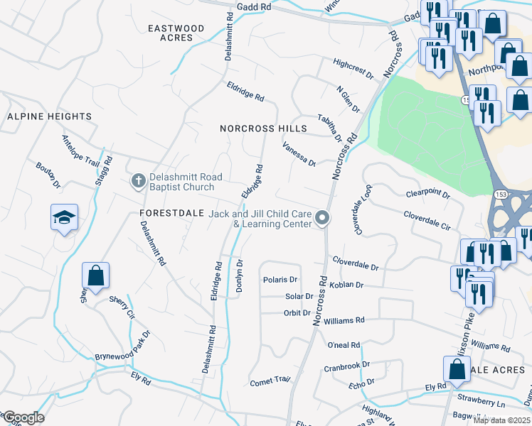map of restaurants, bars, coffee shops, grocery stores, and more near 1303 Hixson Avenue in Chattanooga