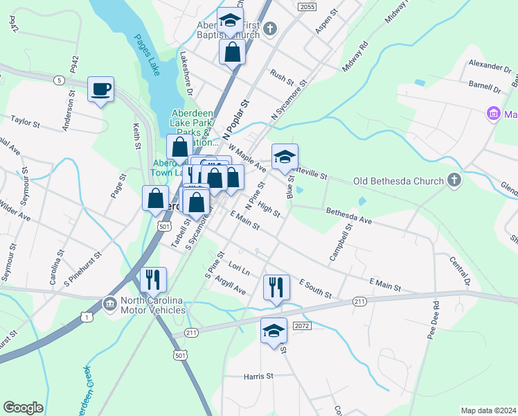 map of restaurants, bars, coffee shops, grocery stores, and more near 304 High Street in Aberdeen