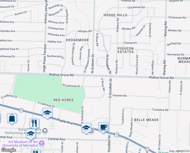 map of restaurants, bars, coffee shops, grocery stores, and more near 4009 Tennessee 23 in Memphis