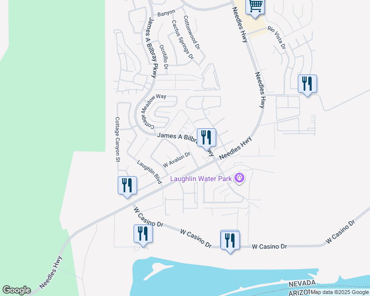 map of restaurants, bars, coffee shops, grocery stores, and more near 3665 South Pointe in Laughlin