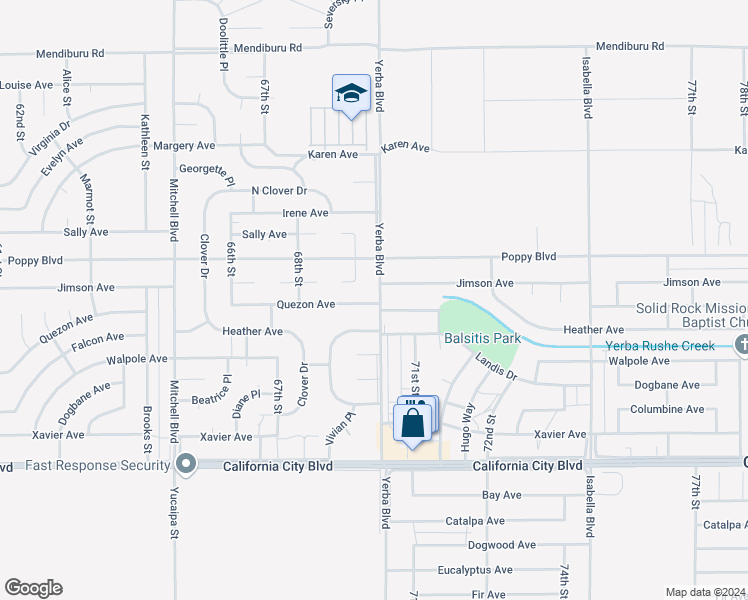 map of restaurants, bars, coffee shops, grocery stores, and more near in California City