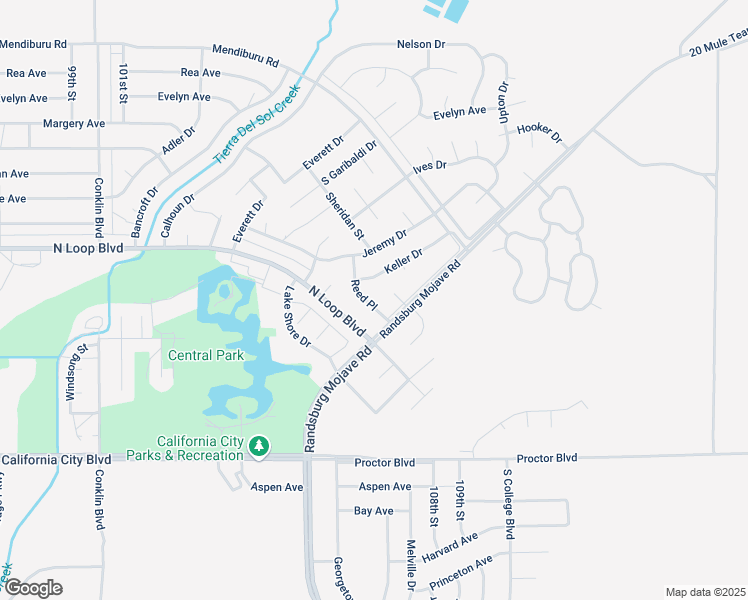 map of restaurants, bars, coffee shops, grocery stores, and more near 21400 Reed Place in California City