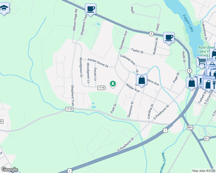 map of restaurants, bars, coffee shops, grocery stores, and more near 485 Woodgreen Drive in Aberdeen