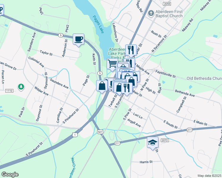 map of restaurants, bars, coffee shops, grocery stores, and more near in Aberdeen