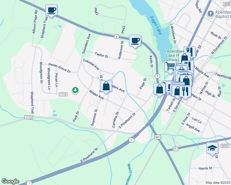 map of restaurants, bars, coffee shops, grocery stores, and more near 404 Fairview Avenue in Aberdeen