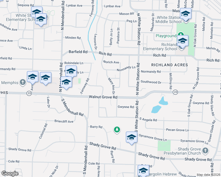 map of restaurants, bars, coffee shops, grocery stores, and more near 5143 South Charlotte Circle in Memphis