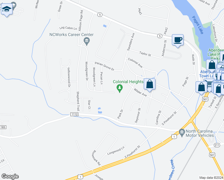 map of restaurants, bars, coffee shops, grocery stores, and more near 485 Woodgreen Drive in Aberdeen