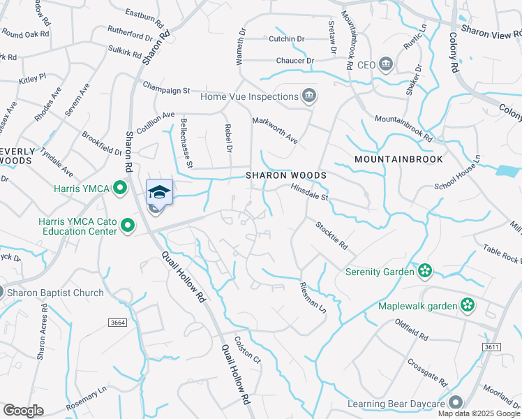 map of restaurants, bars, coffee shops, grocery stores, and more near 3188 Heathstead Place in Charlotte
