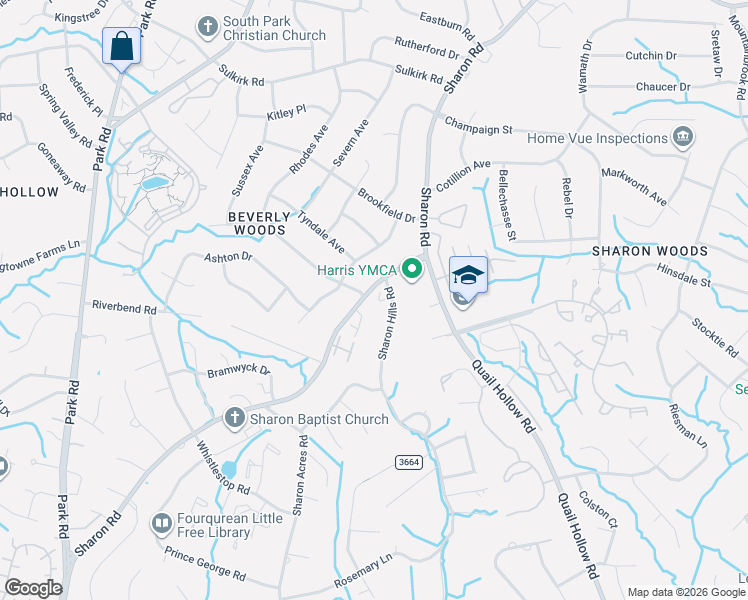 map of restaurants, bars, coffee shops, grocery stores, and more near in Charlotte
