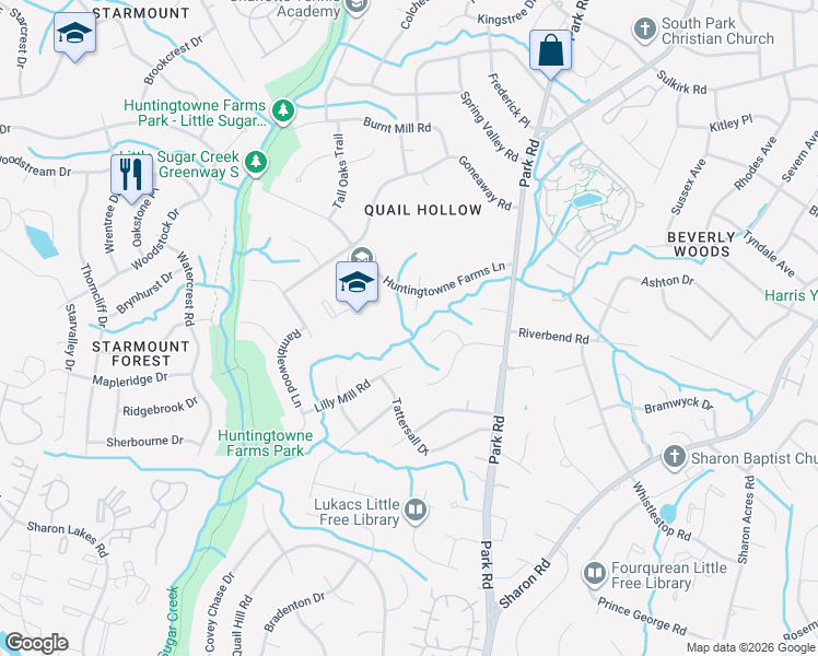 map of restaurants, bars, coffee shops, grocery stores, and more near in Charlotte