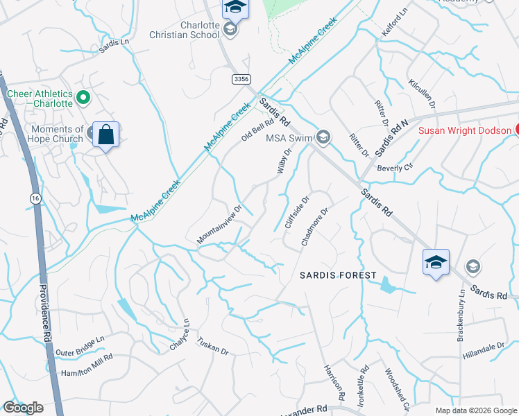 map of restaurants, bars, coffee shops, grocery stores, and more near 400 Wilby Dr in Charlotte