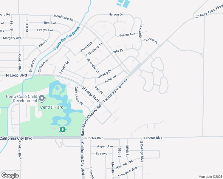 map of restaurants, bars, coffee shops, grocery stores, and more near 21400 Jupiter Place in California City