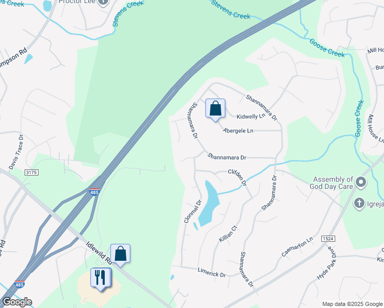 map of restaurants, bars, coffee shops, grocery stores, and more near 5626 Anglesey Court in Matthews