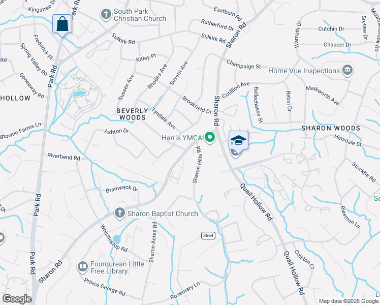 map of restaurants, bars, coffee shops, grocery stores, and more near in Charlotte