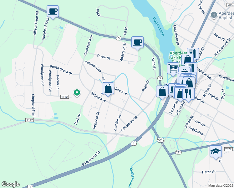 map of restaurants, bars, coffee shops, grocery stores, and more near 404 Fairview Avenue in Aberdeen