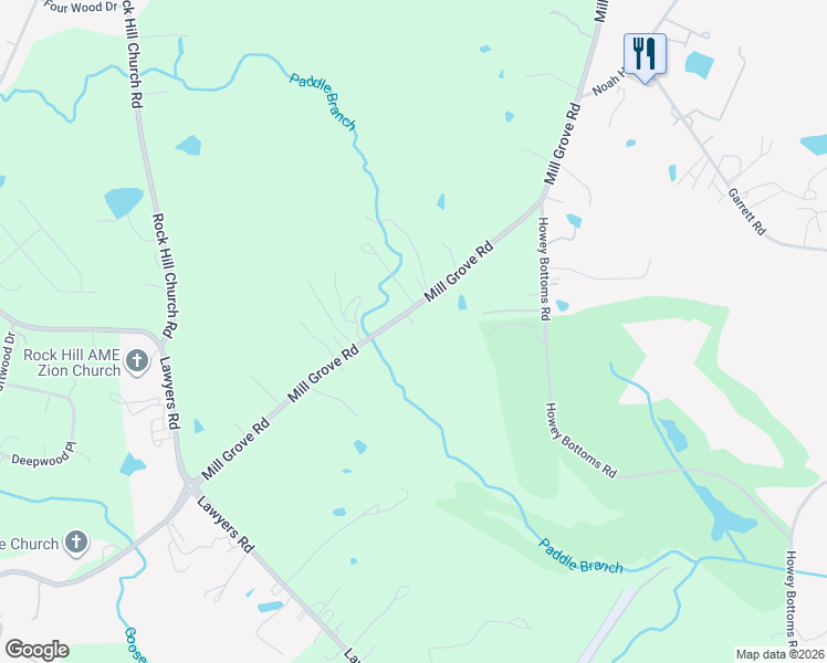 map of restaurants, bars, coffee shops, grocery stores, and more near 7914 Mill Grove Road in Indian Trail