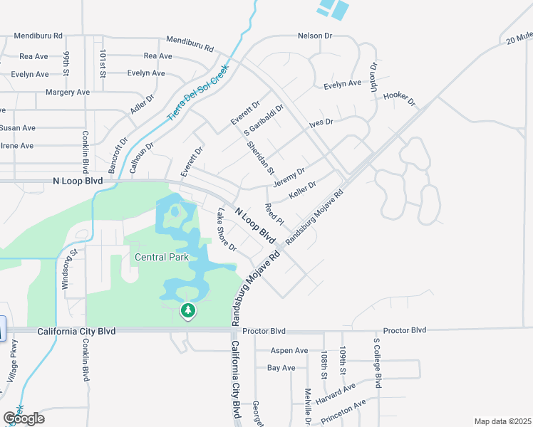 map of restaurants, bars, coffee shops, grocery stores, and more near Reed Place in California City