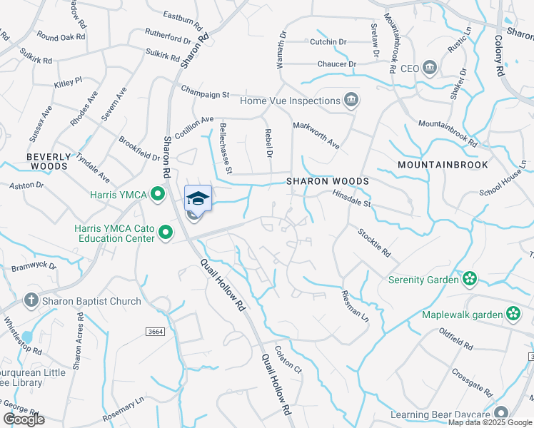 map of restaurants, bars, coffee shops, grocery stores, and more near 3364 Heathstead Place in Charlotte