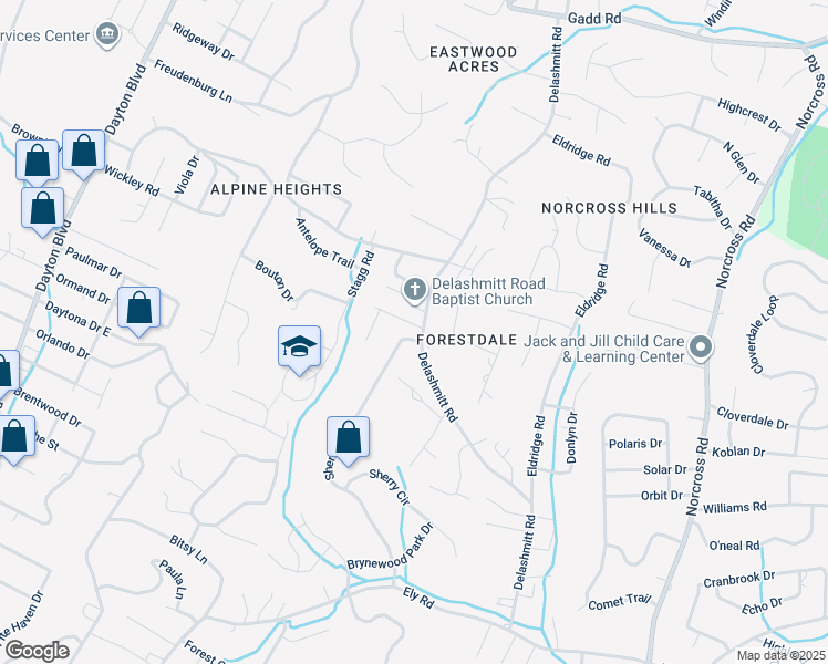 map of restaurants, bars, coffee shops, grocery stores, and more near 4701 Delashmitt Road in Red Bank
