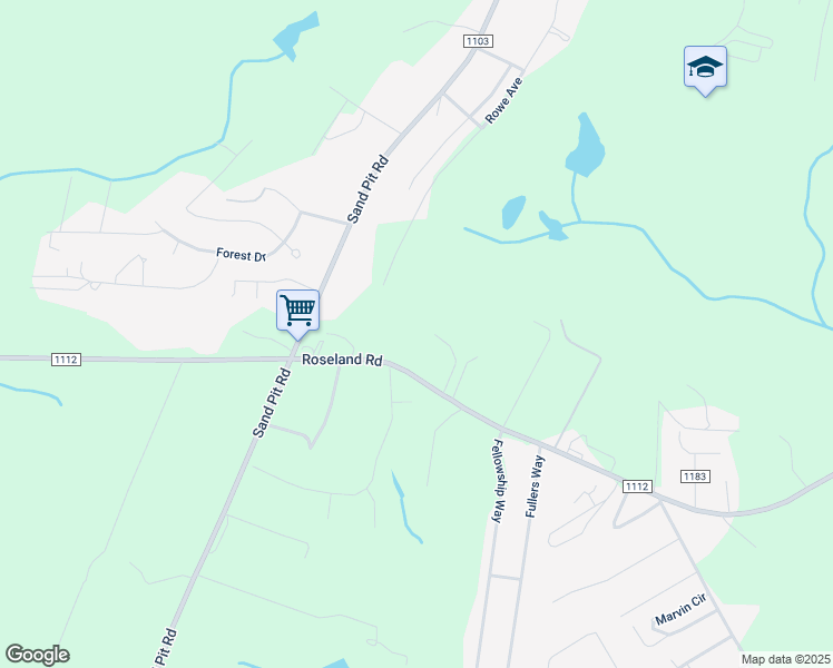 map of restaurants, bars, coffee shops, grocery stores, and more near 1260 Roseland Road in Aberdeen