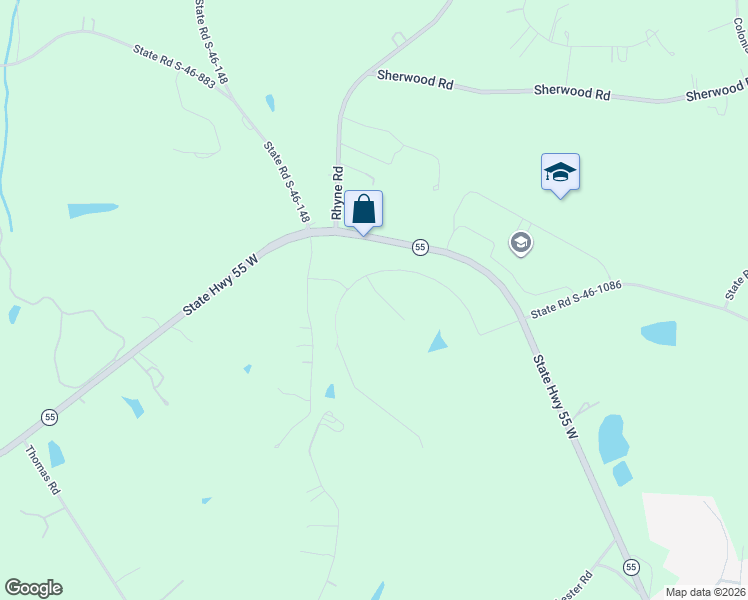 map of restaurants, bars, coffee shops, grocery stores, and more near 1451 State Highway 55 West in Clover