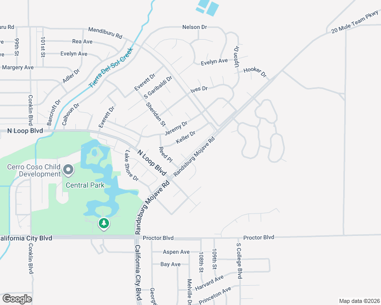 map of restaurants, bars, coffee shops, grocery stores, and more near 10720 Crab Apple Lane in California City