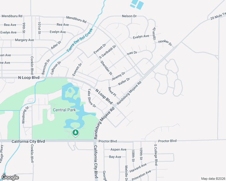 map of restaurants, bars, coffee shops, grocery stores, and more near 21411 Reed Place in California City