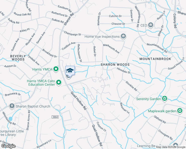 map of restaurants, bars, coffee shops, grocery stores, and more near 3364 Heathstead Place in Charlotte