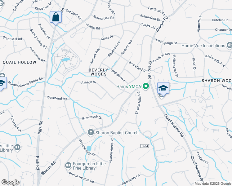 map of restaurants, bars, coffee shops, grocery stores, and more near 4236 Glenfall Avenue in Charlotte