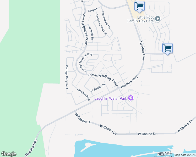 map of restaurants, bars, coffee shops, grocery stores, and more near 3634 Bayview Drive in Laughlin