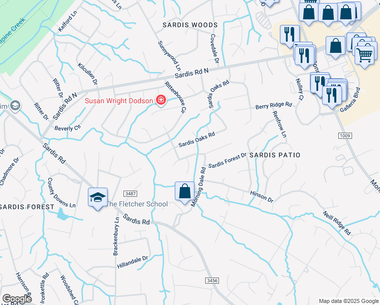 map of restaurants, bars, coffee shops, grocery stores, and more near 8927 Tree Haven Drive in Charlotte