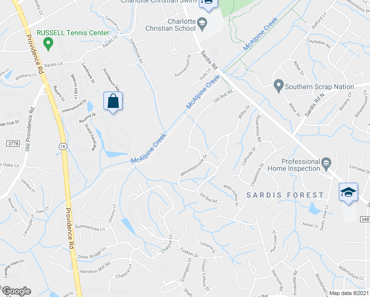 map of restaurants, bars, coffee shops, grocery stores, and more near 500 Old Bell Road in Charlotte
