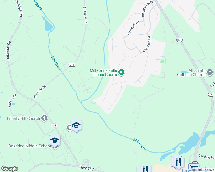 map of restaurants, bars, coffee shops, grocery stores, and more near 1832 Kilkenny Drive in Clover