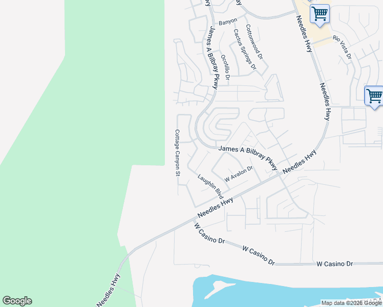 map of restaurants, bars, coffee shops, grocery stores, and more near 3597 Cottage Wood Street in Laughlin