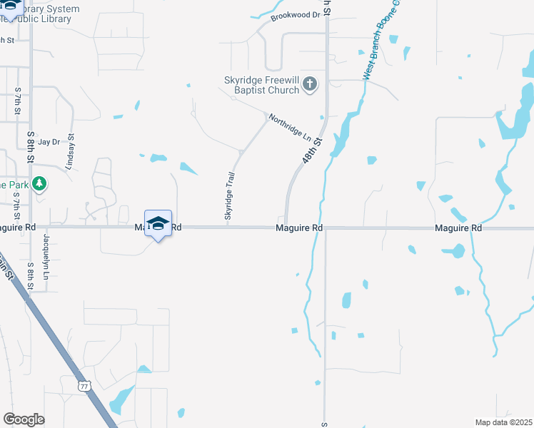 map of restaurants, bars, coffee shops, grocery stores, and more near 4701 Maguire Road in Noble