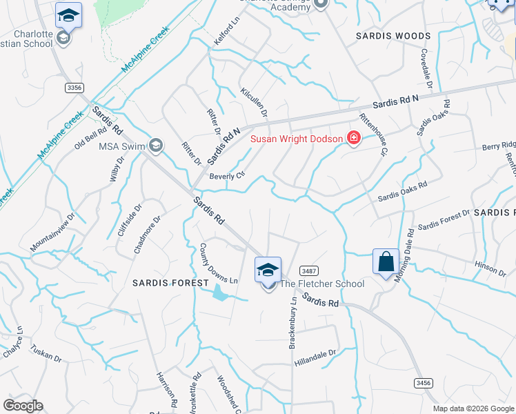 map of restaurants, bars, coffee shops, grocery stores, and more near in Charlotte