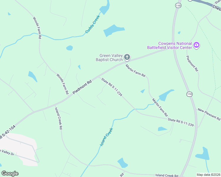 map of restaurants, bars, coffee shops, grocery stores, and more near 136 McGinnis Road in Cowpens