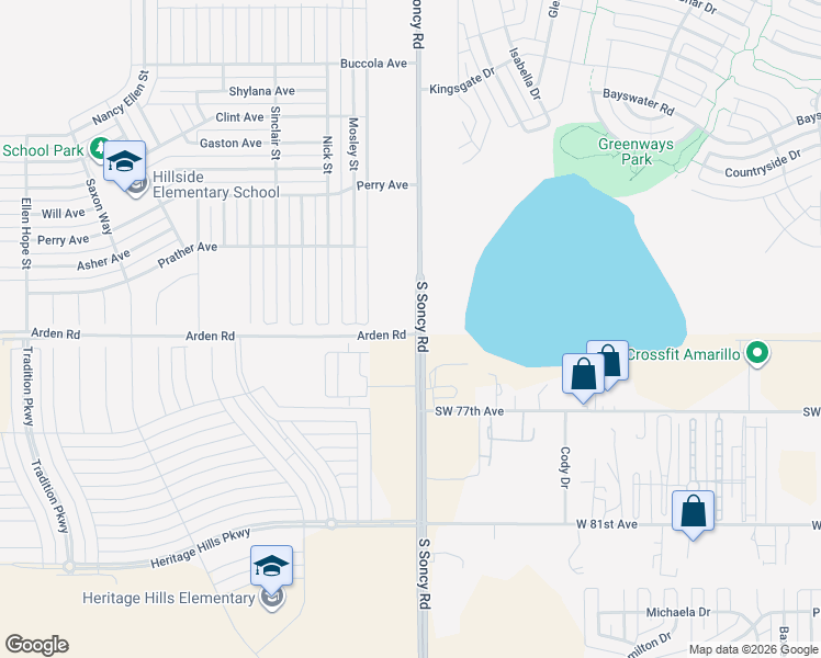 map of restaurants, bars, coffee shops, grocery stores, and more near 7500 South Loop 335 West in Amarillo