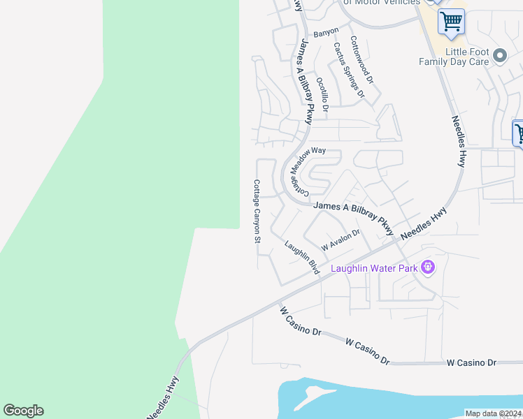 map of restaurants, bars, coffee shops, grocery stores, and more near 3588 Cottage Canyon Street in Laughlin