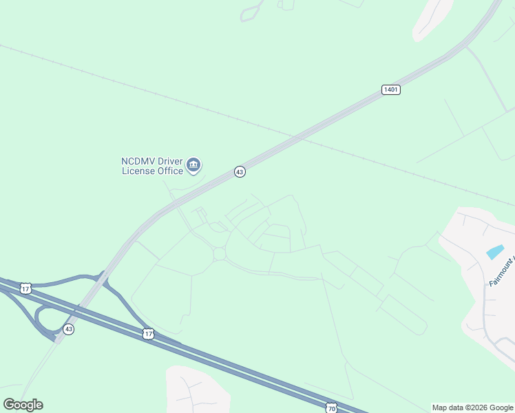 map of restaurants, bars, coffee shops, grocery stores, and more near Clock Drive in New Bern