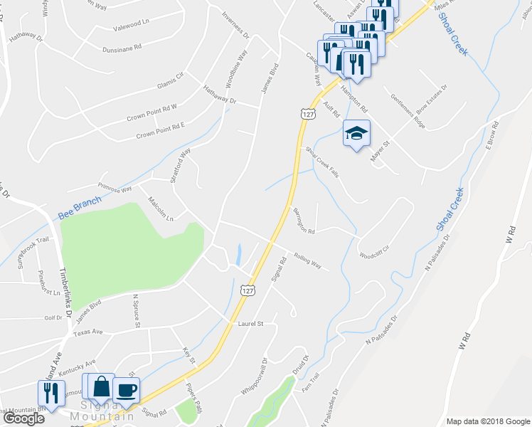 map of restaurants, bars, coffee shops, grocery stores, and more near 1111 Ridgeway Avenue in Signal Mountain