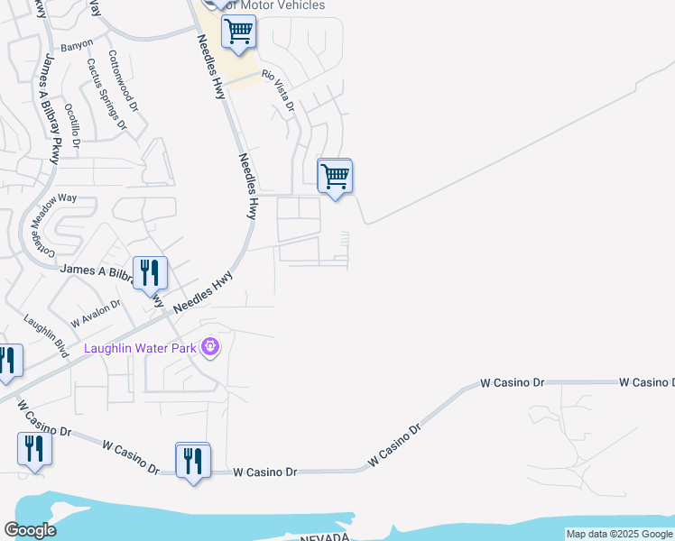 map of restaurants, bars, coffee shops, grocery stores, and more near 3550 Bay Sands Drive in Laughlin