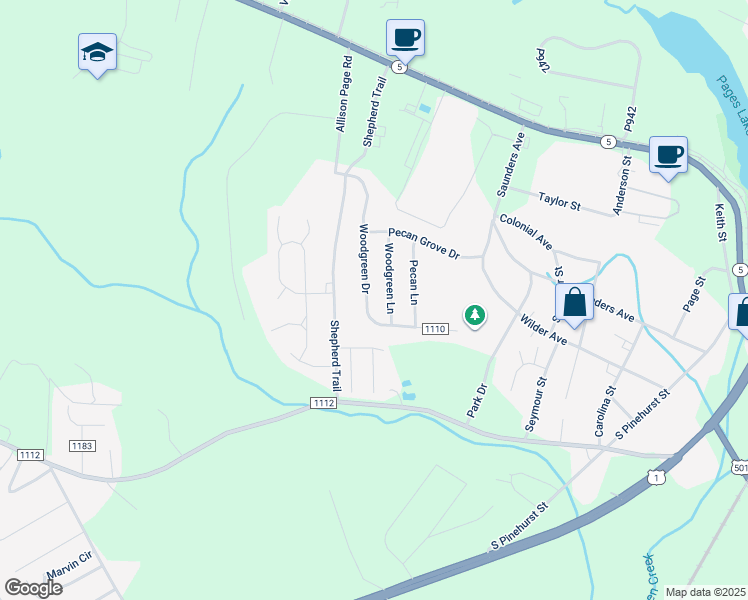 map of restaurants, bars, coffee shops, grocery stores, and more near 325 Woodgreen Drive in Aberdeen