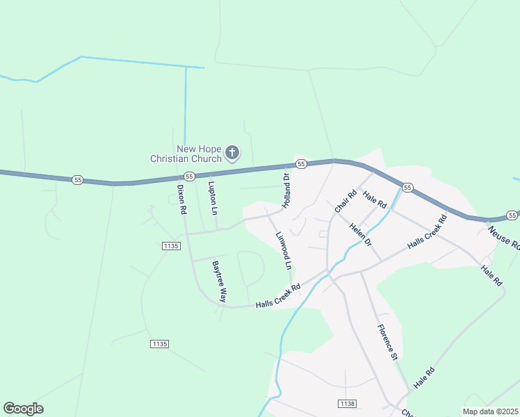 map of restaurants, bars, coffee shops, grocery stores, and more near 204 Holland Drive in New Bern