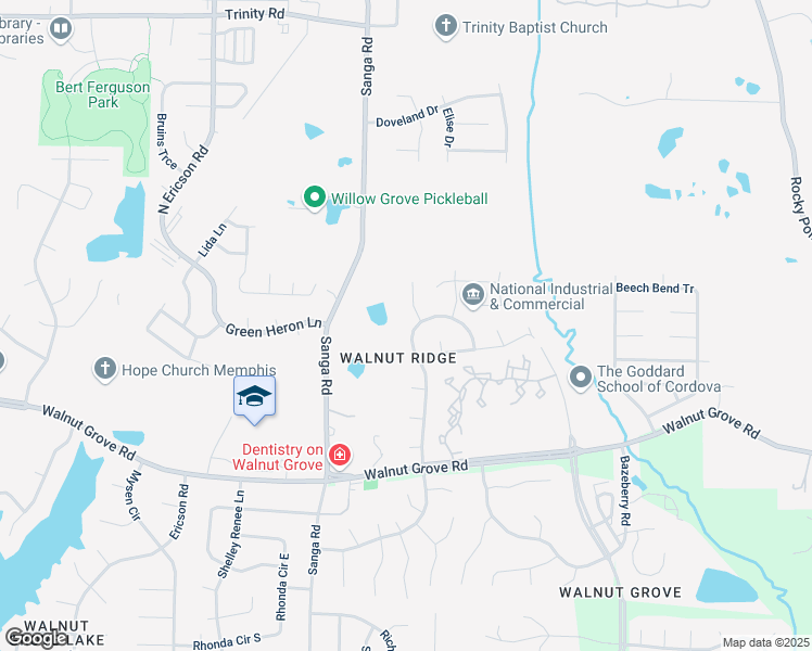 map of restaurants, bars, coffee shops, grocery stores, and more near 289 Crestmont Cove in Memphis