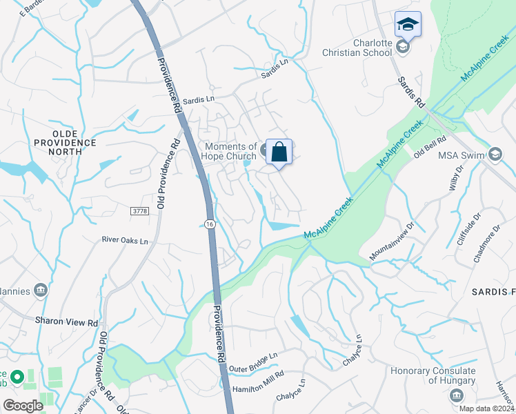 map of restaurants, bars, coffee shops, grocery stores, and more near 5688 Grand Canal Way in Charlotte