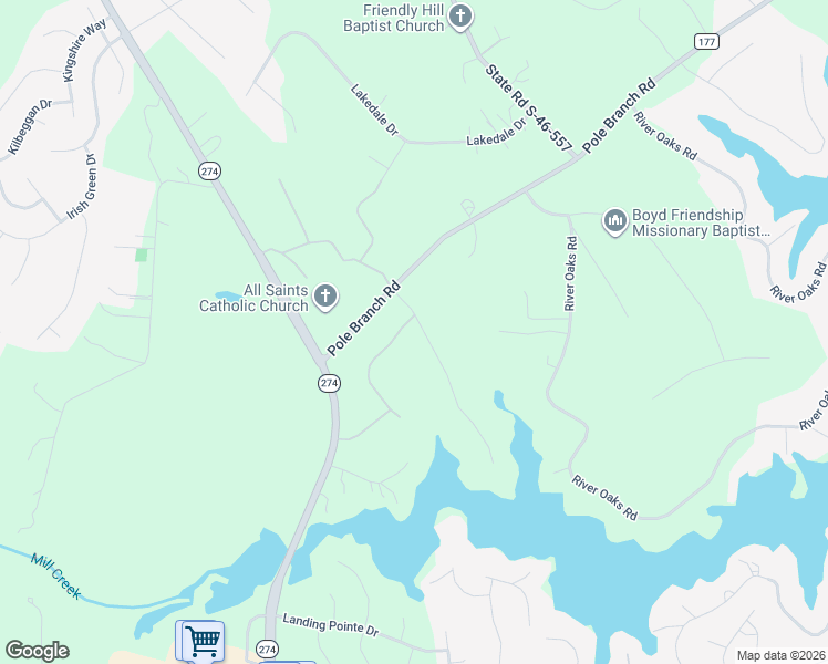 map of restaurants, bars, coffee shops, grocery stores, and more near 3110 Foggy Hollow Lane in Clover