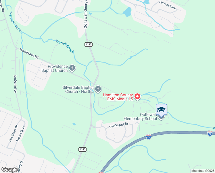 map of restaurants, bars, coffee shops, grocery stores, and more near 8717 Green Gap Road in Ooltewah